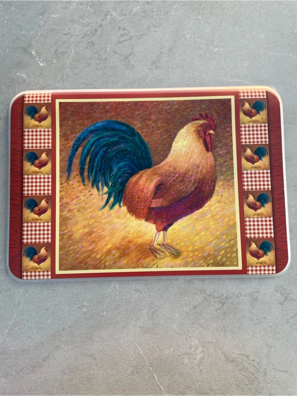 NEW Set of 8 Vinyl Reversible Rooster/Apple Basket Farmhouse Placemats